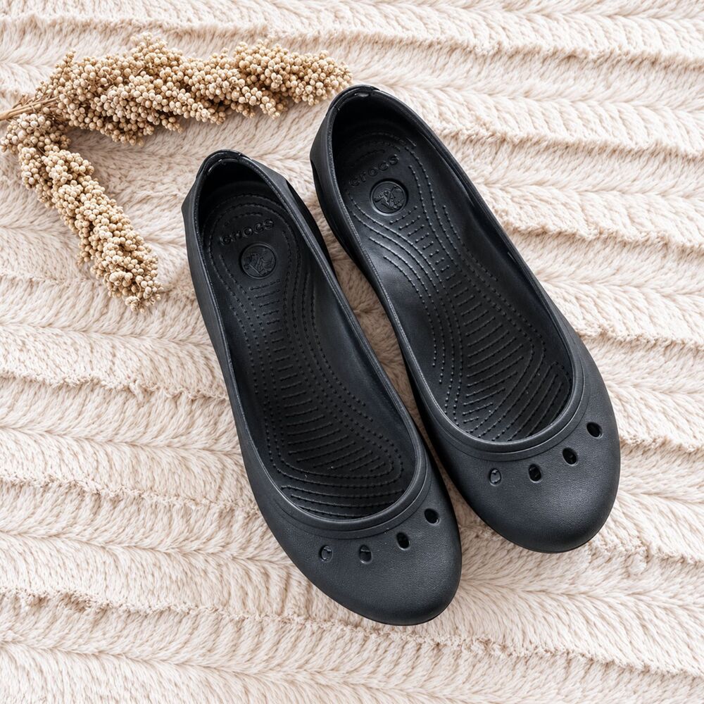 Crocs Womens Size 11 Black Vented Ballet Flats Slip On Comfort Shoes